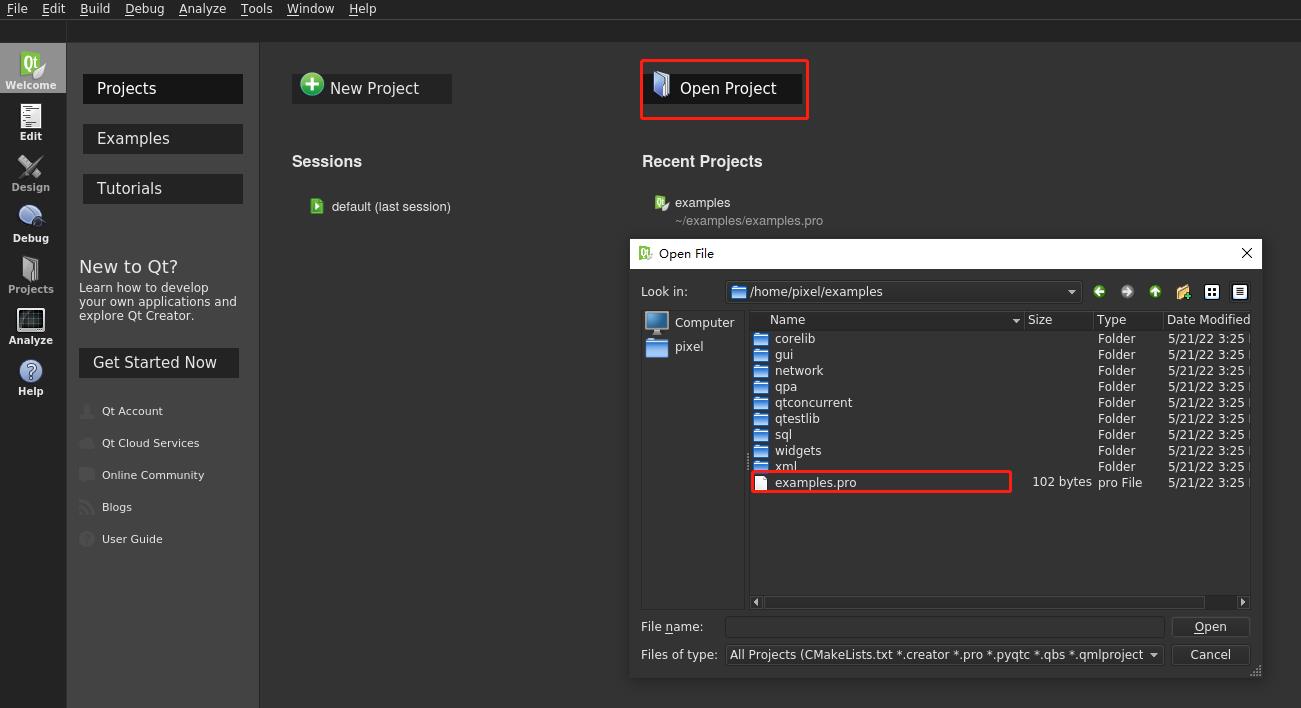 QTCREATOR_OPEN_PROJECT